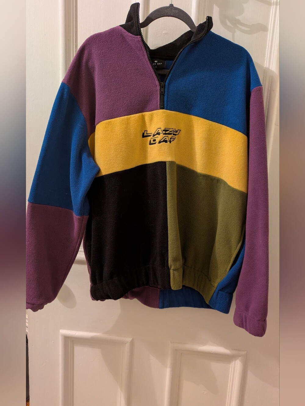 LAZY OAF Colorblock Half-Zip Fleece Sweater